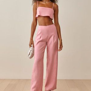 Reformation Cleo Linen Two Piece Pantsuit - Carnation - Like New!